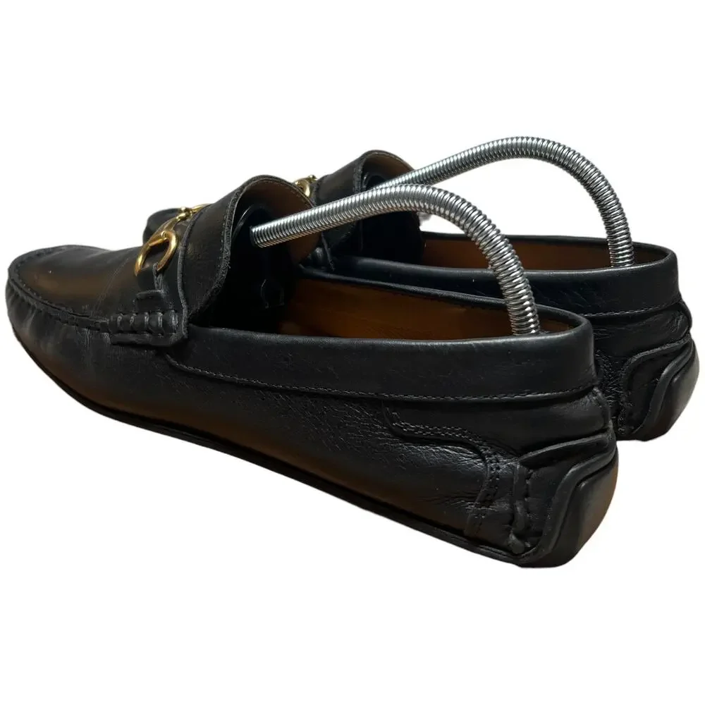 MERCANTI FIORENTINI Horse Bit Relax Men 9M Black Leather Driving Loafers Shoes